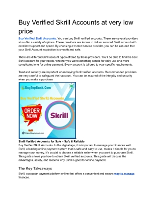 Buy Verified Skrill Accounts at very low price