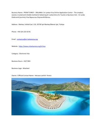 FROM TURKEY - SRILANKA  Sri Lankan Visa Online Application Center - The simplest