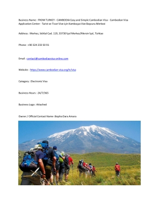 FROM TURKEY - CAMBODIA Easy and Simple Cambodian Visa - Cambodian Visa Applicati
