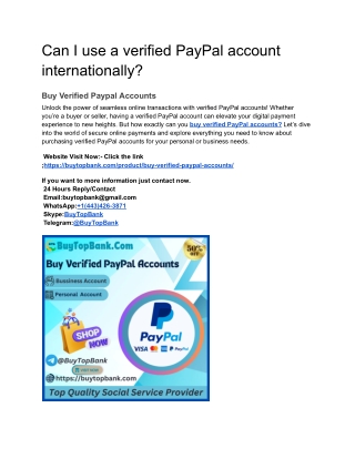 Can I use a verified PayPal account internationally