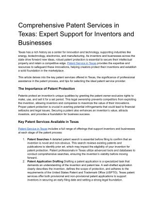 comprehensive patent services in texas expert