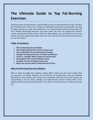 The Ultimate Guide to Top Fat Burning Exercises