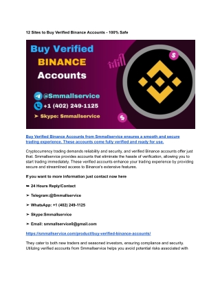 12 Sites to Buy Verified Binance Accounts - 100% Safe