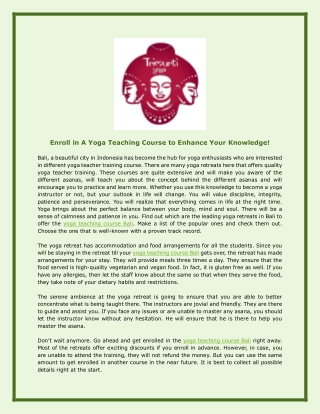 Enroll in A Yoga Teaching Course to Enhance Your Knowledge!