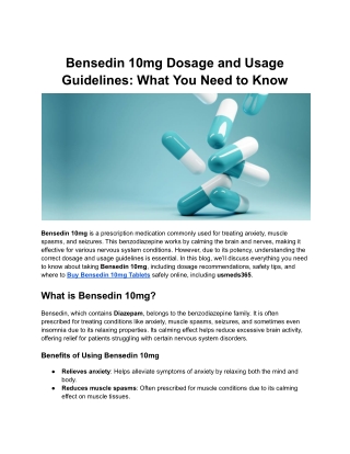 bensedin 10mg dosage and usage guidelines what