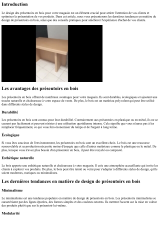 Les dernières tendances en matière de design de présentoirs en bois pour votre m
