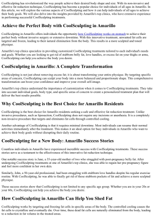 CoolSculpting for All Ages: Insight from Amarillo's Top Clinics