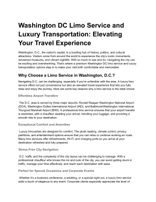 washington dc limo service and luxury