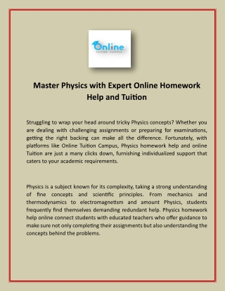 master physics with expert online homework help
