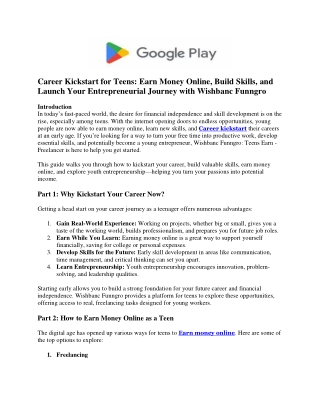 career kickstart for teens earn money online