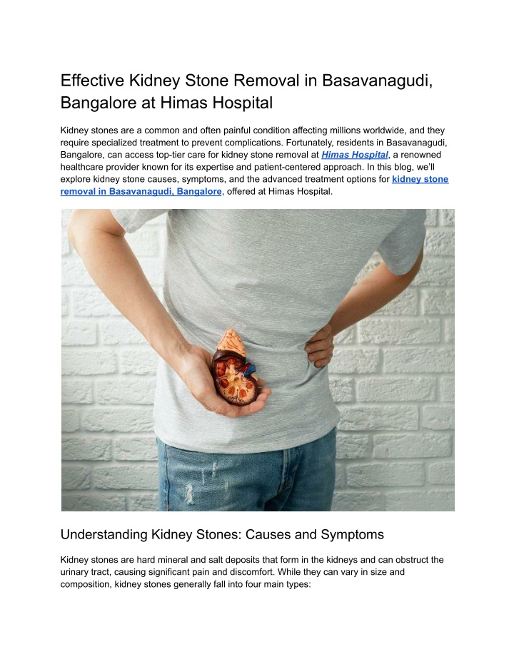 effective kidney stone removal in basavanagudi