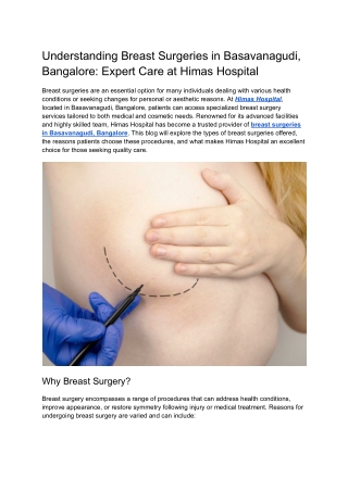 Understanding Breast Surgeries in Basavanagudi, Bangalore_ Expert Care at Himas Hospital