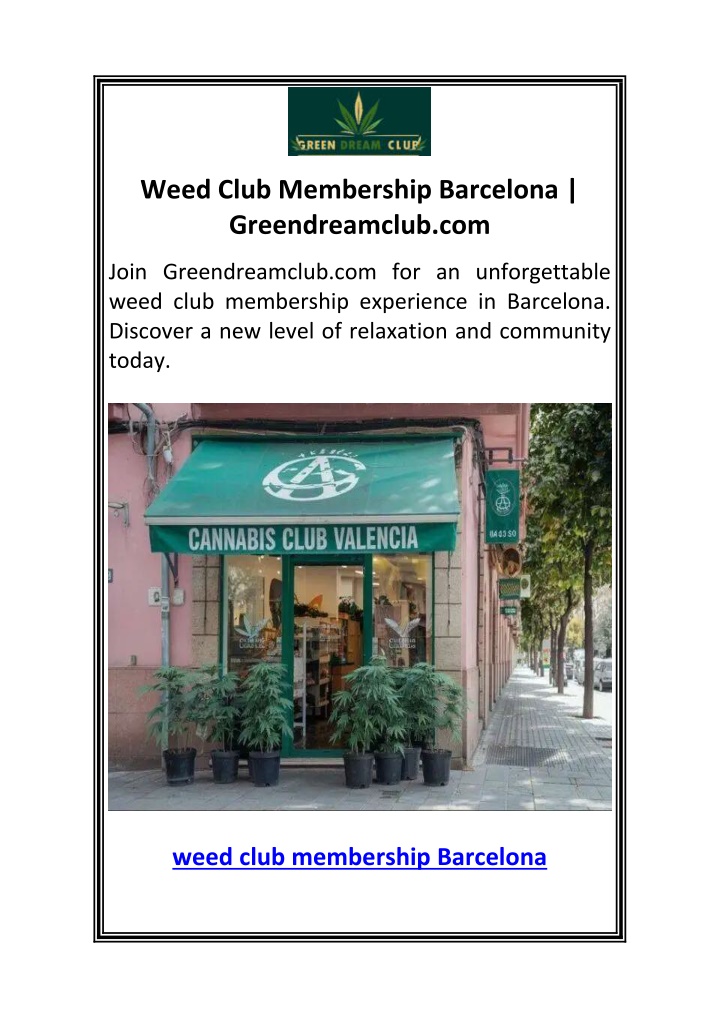 weed club membership barcelona greendreamclub com