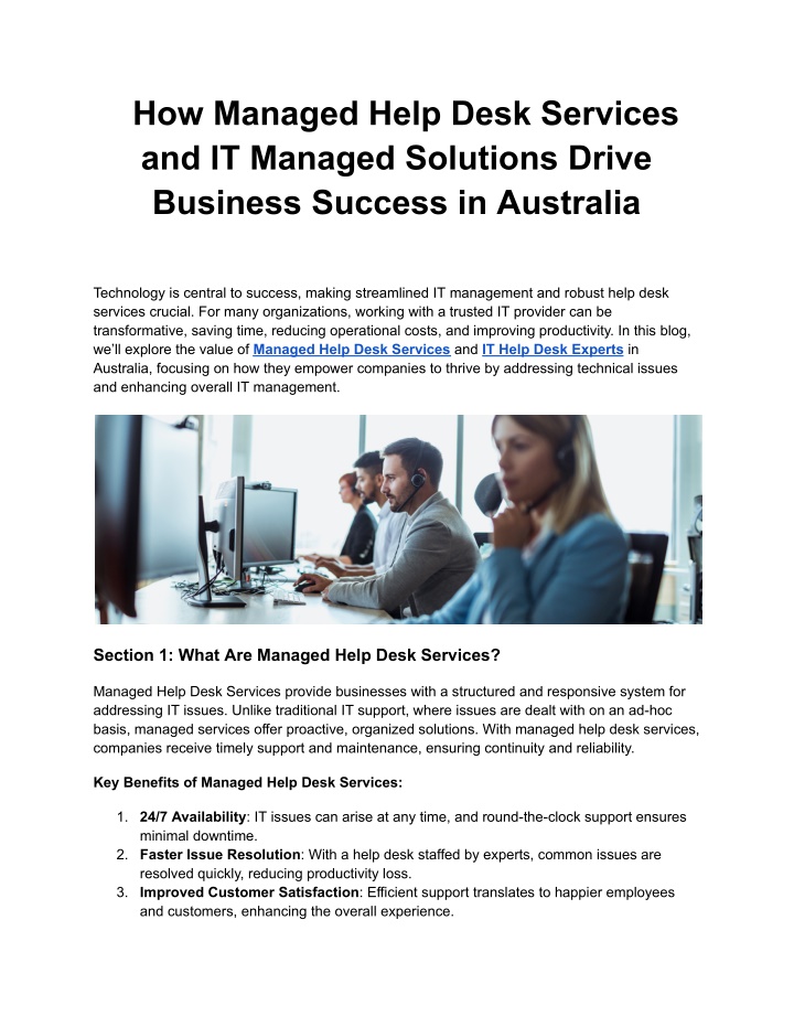 how managed help desk services and it managed