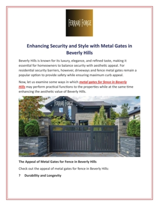 Enhancing Security and Style with Metal Gates in Beverly Hills