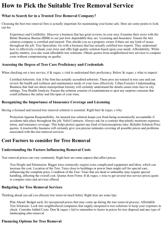 how to pick the suitable tree removal service