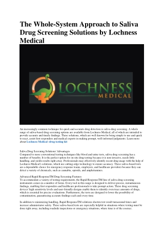 Lochness Medical -saliva drug test