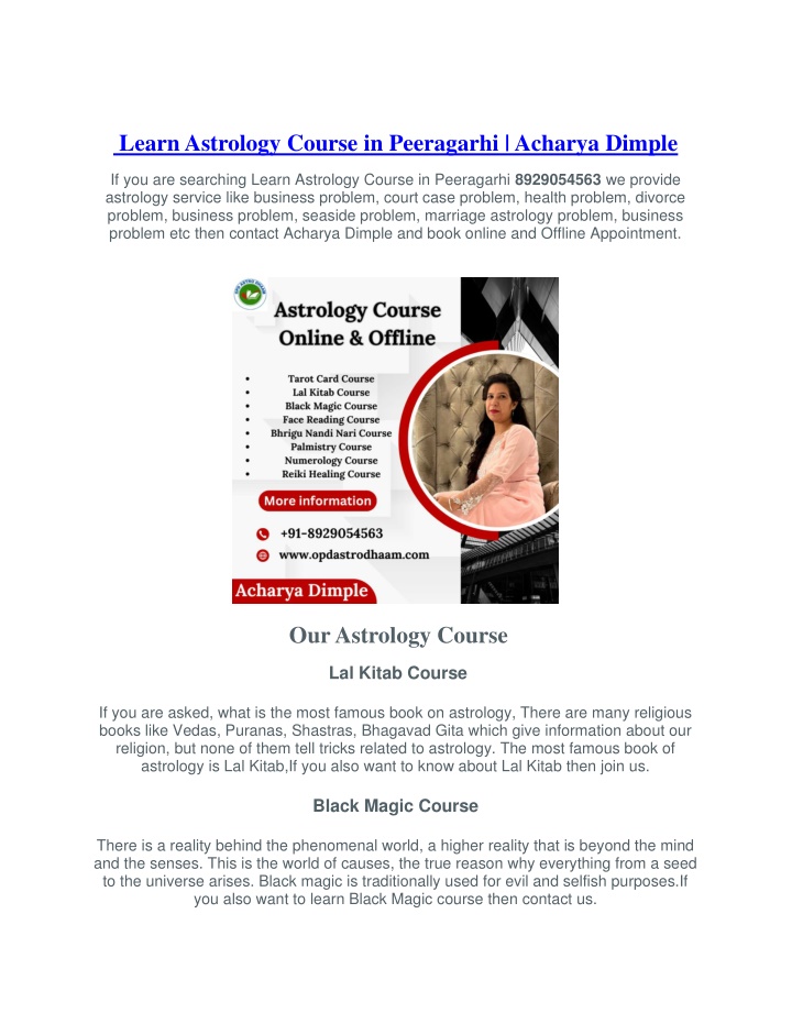 learn astrology course in peeragarhi acharya