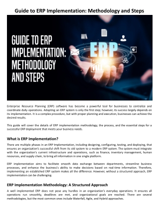 Guide to ERP Implementation: Methodology and Steps