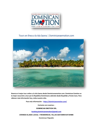 Tours en línea a la Isla Saona | Dominicanaemotion.com