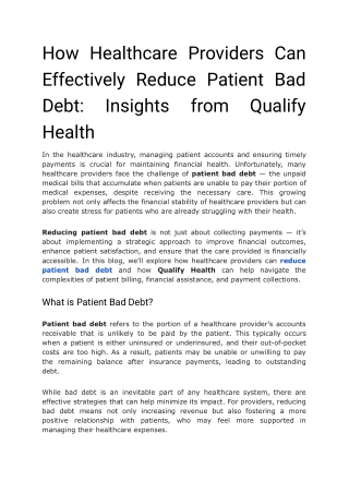 How Healthcare Providers Can Effectively Reduce Patient Bad Debt_ Insights from Qualify Health