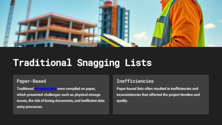 traditional snagging lists