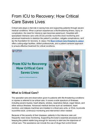 From ICU to Recovery_ How Critical Care Saves Lives