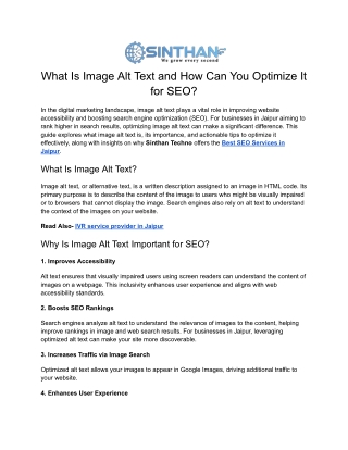 what is image alt text and how can you optimize