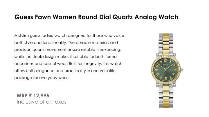 guess fawn women round dial quartz analog watch