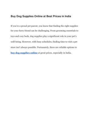 Buy Dog Supplies Online at Best Prices in India