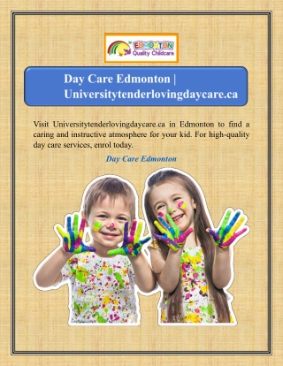 Day Care Edmonton | Universitytenderlovingdaycare.ca