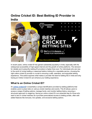 Online Cricket ID_ Best Betting ID Provider in India