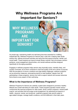 Why Wellness Programs are Important for Seniors_