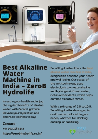 Best Alkaline Water Machine in India – ZeroB Hydrolife