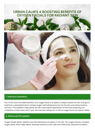 Urban Calm's 4 Boosting Benefits of Oxygen Facials for Radiant Skin