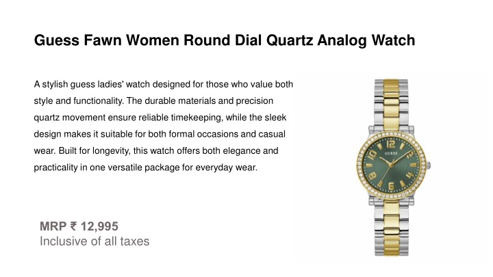 guess fawn women round dial quartz analog watch