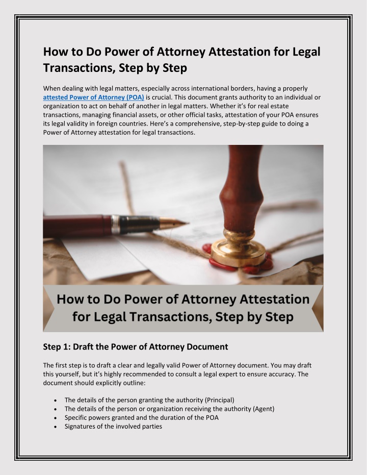 how to do power of attorney attestation for legal