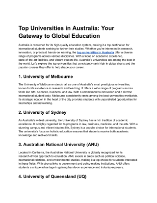 Top Universities in Australia_ Your Gateway to Global Education