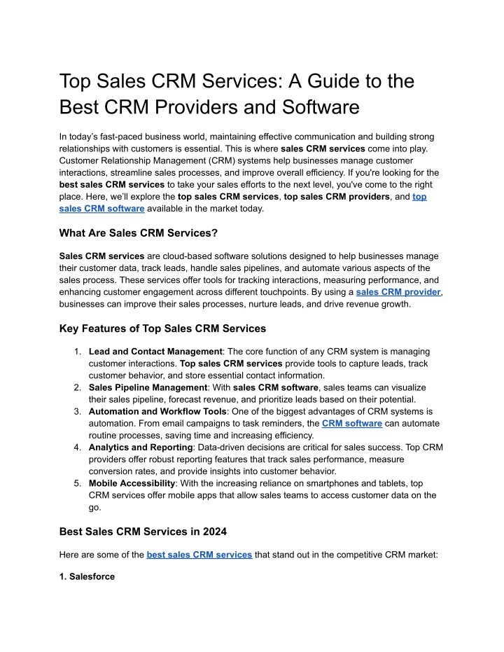 top sales crm services a guide to the best