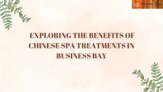 Exploring the benefits of Chinese Spa treatments in Business Bay