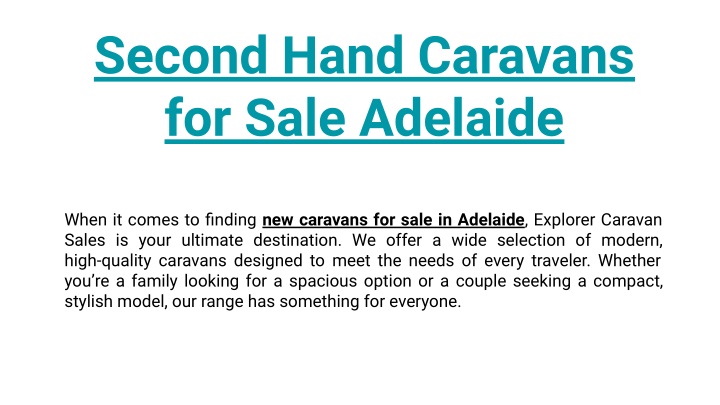 second hand caravans for sale adelaide