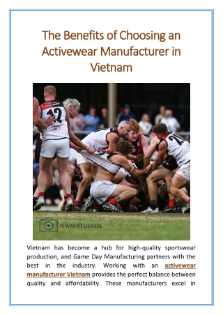 The Benefits of Choosing an Activewear Manufacturer in Vietnam