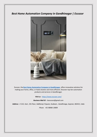 Best Home Automation Company in Gandhinagar | Escozor
