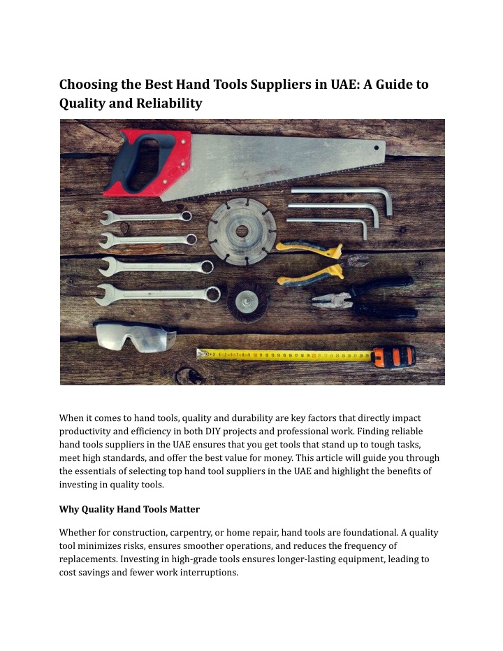 choosing the best hand tools suppliers