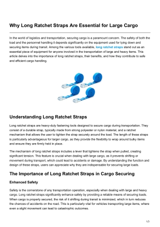 Why Long Ratchet Straps Are Essential for Large Cargo