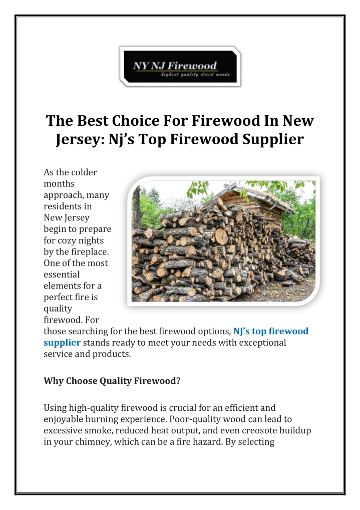 the best choice for firewood in new jersey