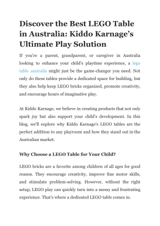 Discover the Best LEGO Table in Australia_ Kiddo Karnage’s Ultimate Play Solution