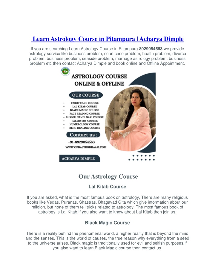 learn astrology course in pitampura acharya dimple