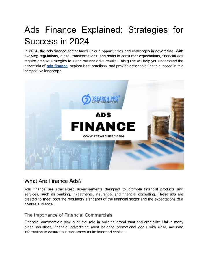 ads finance explained strategies for success