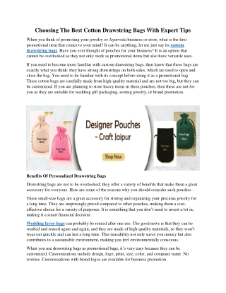 Choosing The Best Cotton Drawstring Bags With Expert Tips